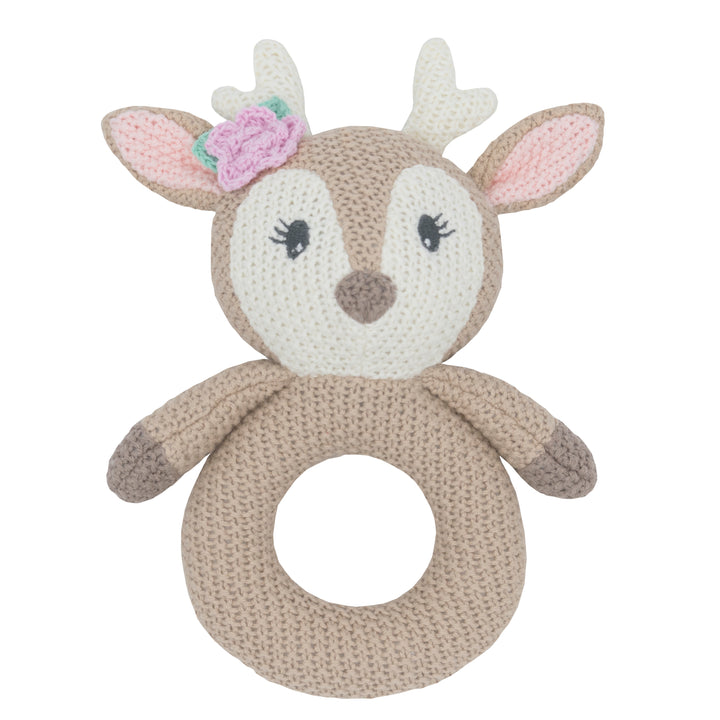 Whimsical Knit Rattle - Fiora Fawn