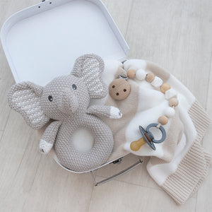 Whimsical Knit Rattle - Mason Elephant