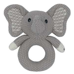 Whimsical Knit Rattle - Mason Elephant