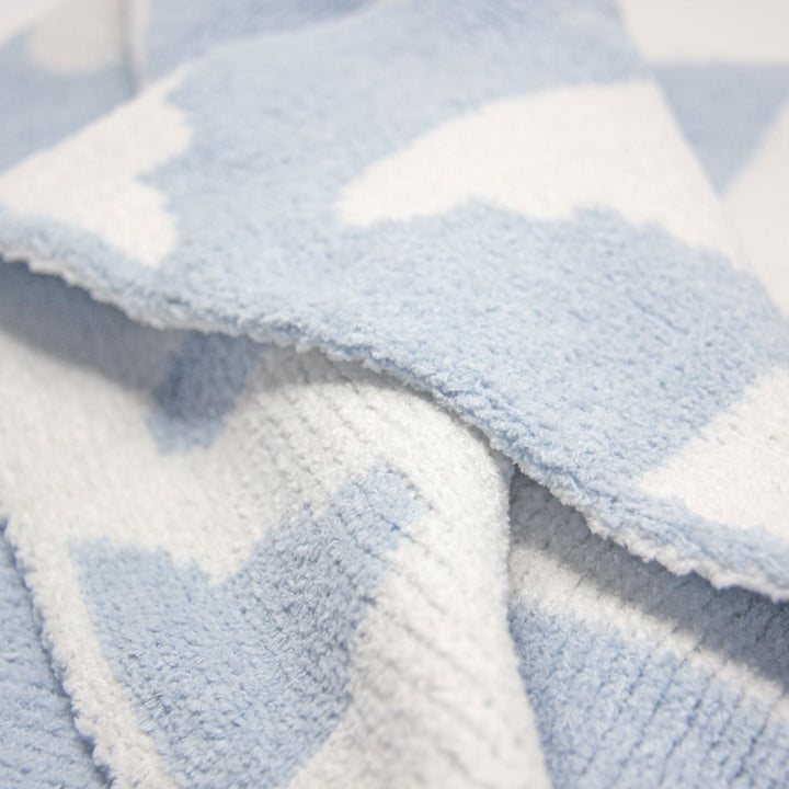 Chenille Baby Blanket - Blue Clouds