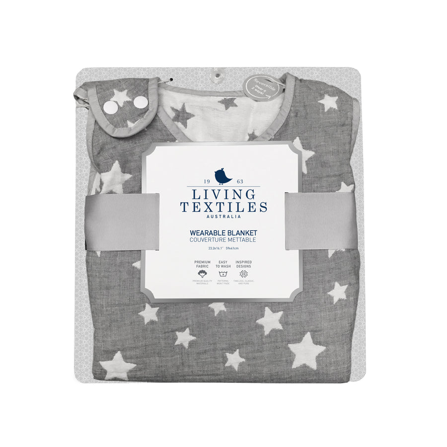 Cotton Muslin Jacquard Wearable Blanket - Grey Stars