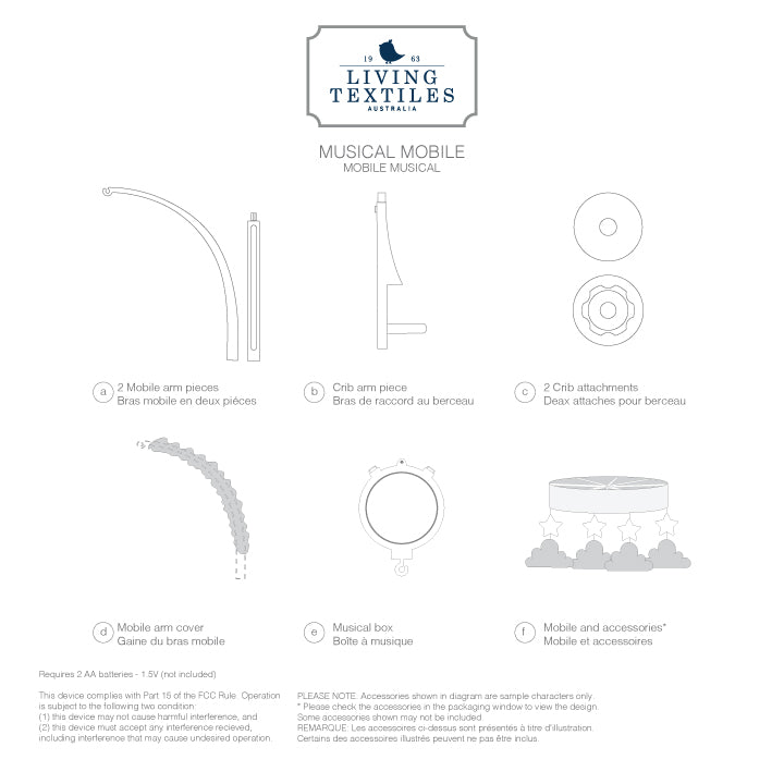 Knitted Musical Mobile - Grey/White Elephants