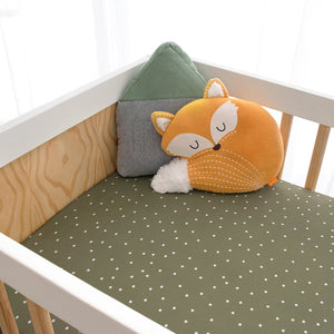 Cotton Jersey Fitted Sheet - Olive Spots