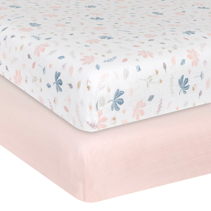 Organic Muslin 2pk Crib Fitted Sheet - Botanical