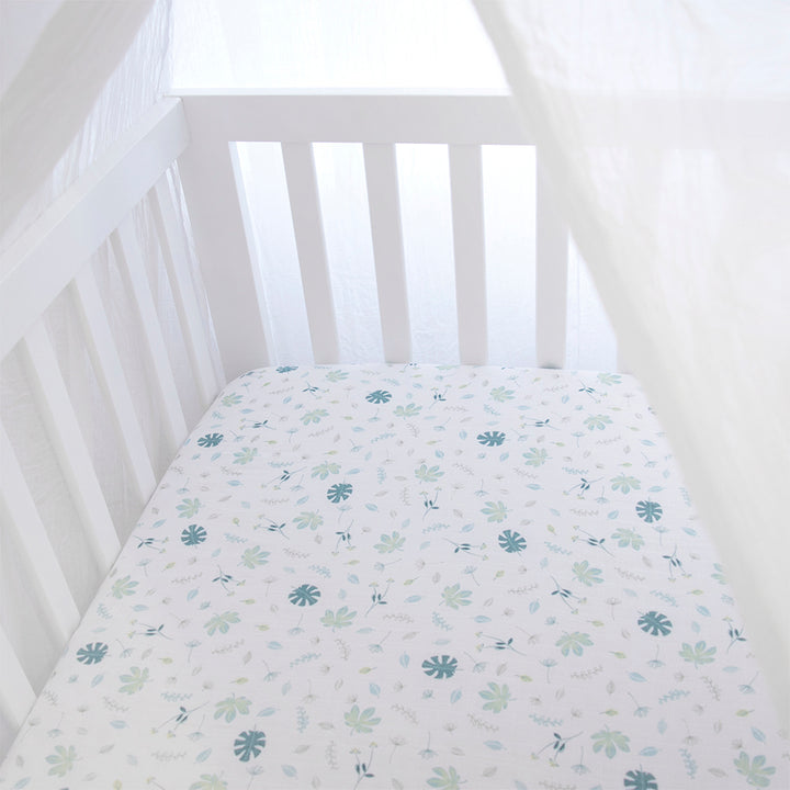Organic Muslin 2pk Crib Fitted Sheet - Banana Leaf