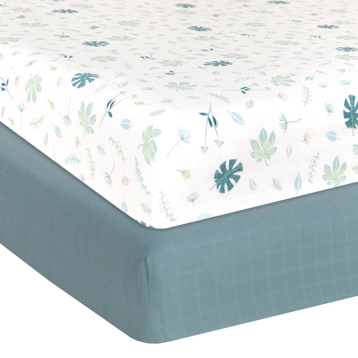 Organic Muslin 2pk Crib Fitted Sheet - Banana Leaf