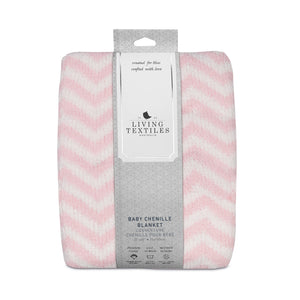 Baby Girl Blankets | Chenille Baby Blanket - Pink Chevron | Living Textiles Co.
