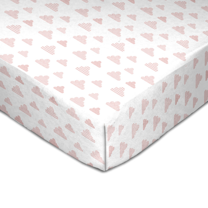 Muslin Crib Fitted Sheet - Pink Clouds