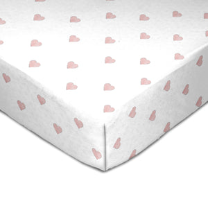Muslin Crib Fitted Sheet - Pink Hearts