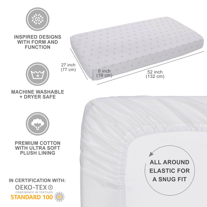 Muslin Crib Fitted Sheet - Pink Hearts