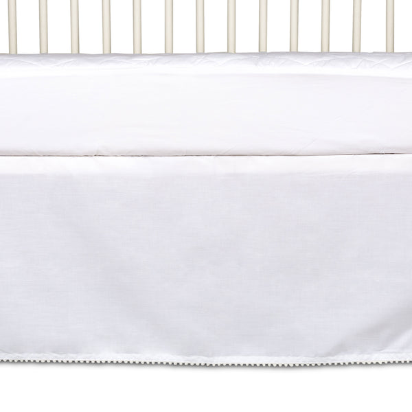 Crib Bed Skirt - White w/ Pom Pom Trim | Living Textiles – Living ...