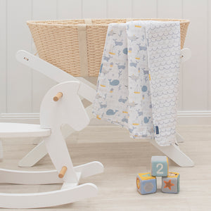 Muslin Stroller Blanket - Whale of a Time