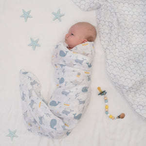 2pk Muslin Swaddle Blankets - Whale of a Time