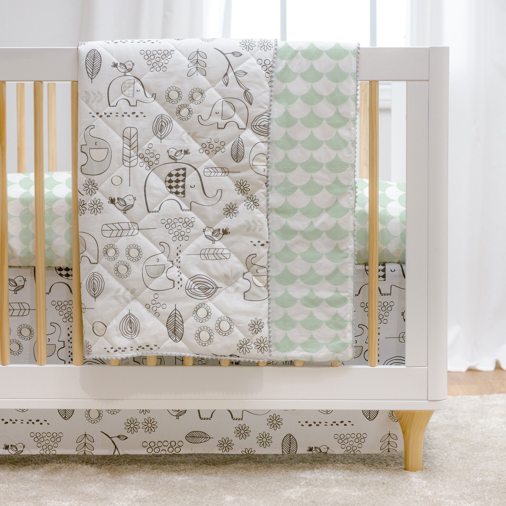 4pc Crib Bedding Set Kayden Elle Elephant Living Textiles