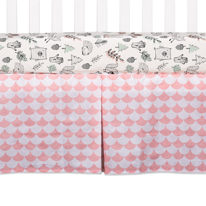 Crib Bed Skirt - Kayden Pink Scallops