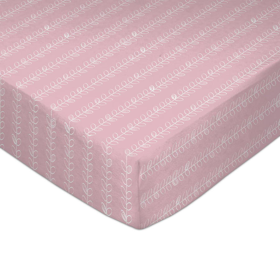 Crib Fitted Sheet - Pink Vines
