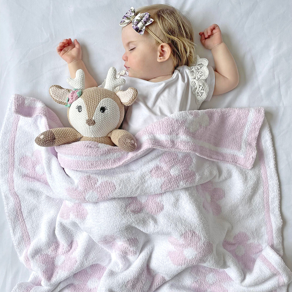 Chenille Baby Blanket Purple Flower – Living Textiles Co