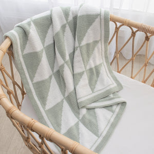 Chenille Baby Blanket - Sage Triangle